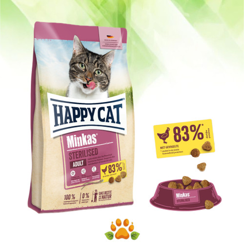 بسته غذاخشک گربه عقیم شده مینکاس هپی کت happy cat minkas sterilised استرلایز