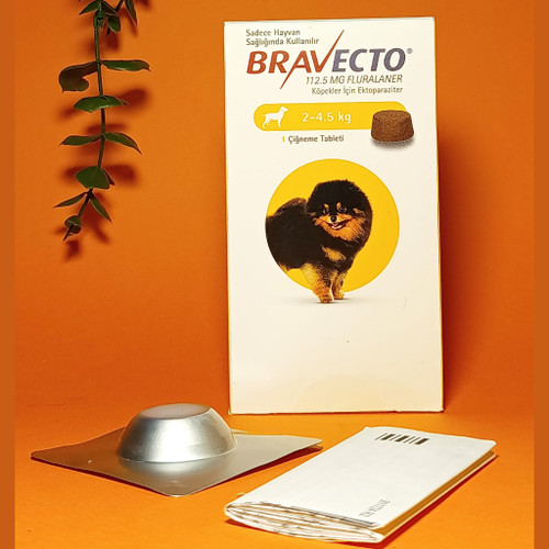 Bravecto براوکتو ۲/۵ تا ۴ کیلوگرم براوکتو زرد ضد کک و کنه و جرب