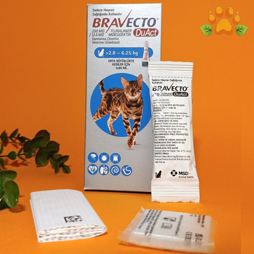 براوکتو دو اکت گربه ۲/۸ تا ۶/۵ کیلو برای رفع و پیشگیری در برابر کک و کنه و جرب